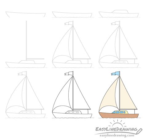 How to Draw a Boat: 4 Step.